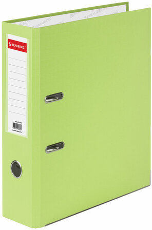 Папка-регистратор BRAUBERG с покрытием из ПВХ, 80 мм, с уголком, лайм (удвоенный срок службы), 227196