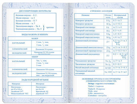 Дневник для музыкальной школы 140х210 мм, 48 л., обложка кожзам гибкая, BRAUBERG, справочный материал, синий, 105498