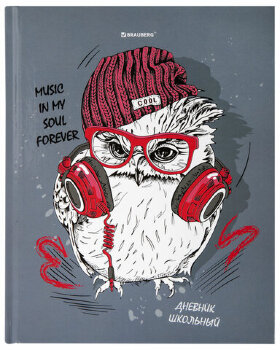 Дневник 1-11 класс 40 л., твердый, BRAUBERG, глянцевая ламинация, &quot;Cool Owl&quot;, 106371