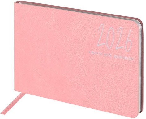 Еженедельник датированный 2026 МАЛЫЙ ФОРМАТ 105х160 мм, А6, BRAUBERG "Blaze", фольга, розовый, 117215
