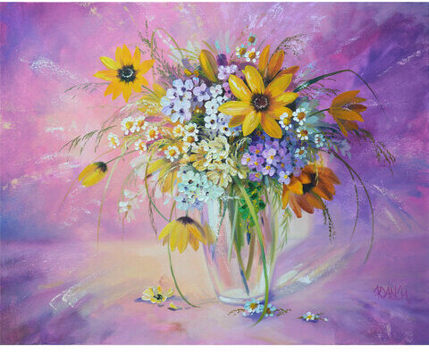 Картина стразами (алмазная мозаика) 30х40 см, ОСТРОВ СОКРОВИЩ "Букет в вазе", без подрамника, 662562