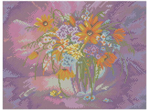 Картина стразами (алмазная мозаика) 30х40 см, ОСТРОВ СОКРОВИЩ "Букет в вазе", без подрамника, 662562