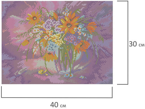 Картина стразами (алмазная мозаика) 30х40 см, ОСТРОВ СОКРОВИЩ "Букет в вазе", без подрамника, 662562