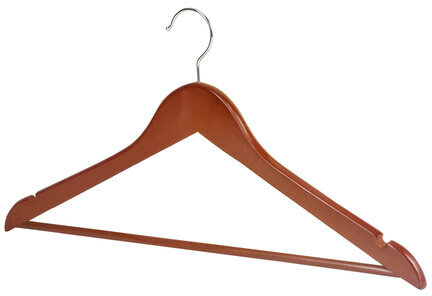 Вешалки-плечики, размер 48-50, КОМПЛЕКТ 5 шт., дерево, перекладина, цвет вишня, BRABIX "Стандарт", 601161