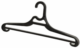 Вешалка-плечики, размер 50-54, пластик, плоская, перекладина, крючки для бретелей, черный, BRABIX, 601655