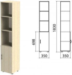 Шкаф полузакрытый &quot;Канц&quot;, 350х350х1830 мм, цвет дуб молочный (КОМПЛЕКТ)