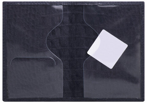 Обложка для паспорта натуральная кожа кайман, "PASSPORT", темно-синяя, BRAUBERG, 237196