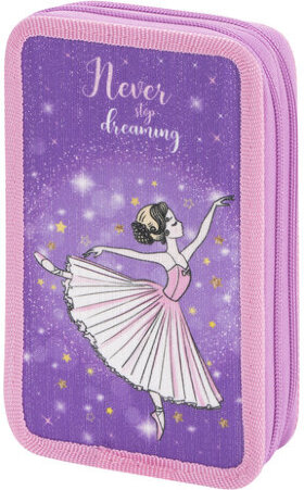 Пенал ЮНЛАНДИЯ, 2 отделения, полиэстер, 19x11 см, &quot;Dancing ballerina&quot;, 270366