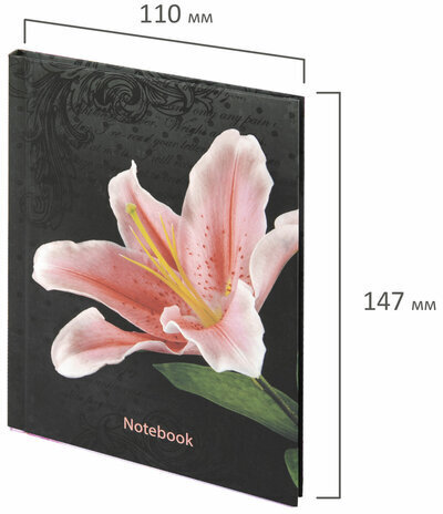 Блокнот МАЛЫЙ ФОРМАТ 110х147 мм А6, 80 л., ламинированная обложка, выборочный лак, клетка, BRAUBERG, "Лилия", 123241