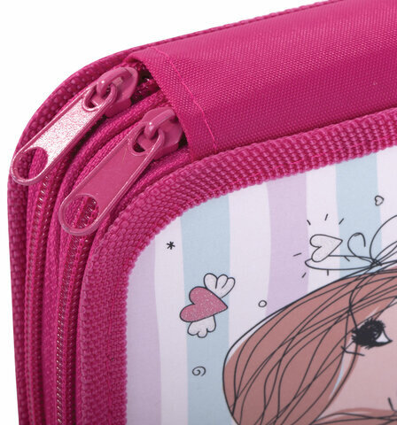 Пенал ЮНЛАНДИЯ, 2 отделения, ламинированный картон, блестки, 19х11 см, "Girl", 270887