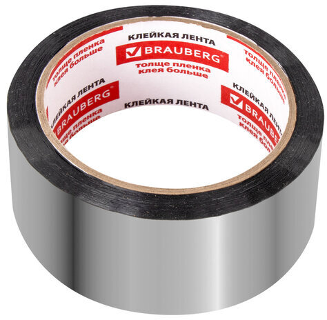 Клейкая МЕТАЛЛИЗИРОВАННАЯ лента 48 мм х 50 м, ПОЛИПРОПИЛЕНОВАЯ ОСНОВА, подвес, BRAUBERG, 606768