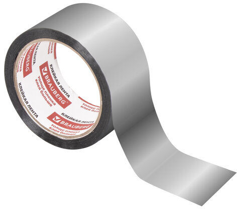 Клейкая МЕТАЛЛИЗИРОВАННАЯ лента 48 мм х 50 м, ПОЛИПРОПИЛЕНОВАЯ ОСНОВА, подвес, BRAUBERG, 606768