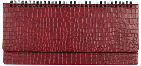 Планинг настольный недатированный (305х140 мм) BRAUBERG "Alligator", кожзам, 60 л., бордовый, 126194