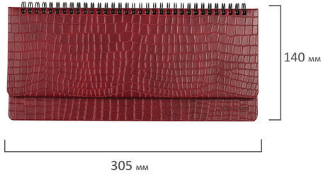 Планинг настольный недатированный (305х140 мм) BRAUBERG "Alligator", кожзам, 60 л., бордовый, 126194