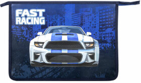 Папка для тетрадей ЮНЛАНДИЯ А4, 1 отделение, пластик, на молнии, &quot;Speedy car&quot;, 271080