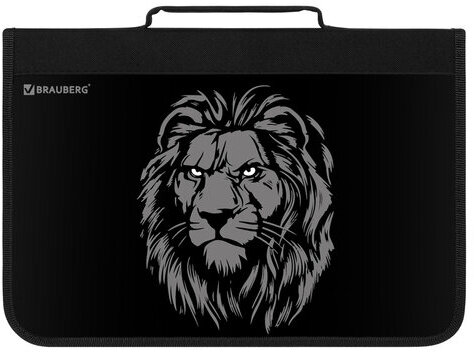 Папка на молнии BRAUBERG А4 с ручкой, с органайзером, 1 отделение, "Savage lion", 272218
