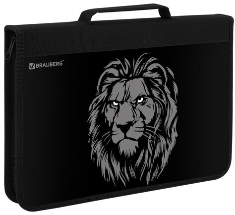 Папка на молнии BRAUBERG А4 с ручкой, с органайзером, 1 отделение, "Savage lion", 272218
