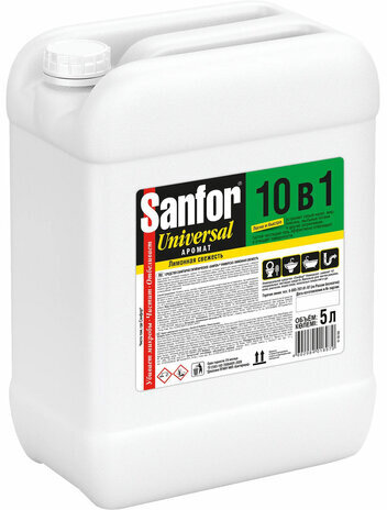 Чистящее средство 5 л, SANFOR 10 в 1 Universal "Лимонная свежесть", 22055