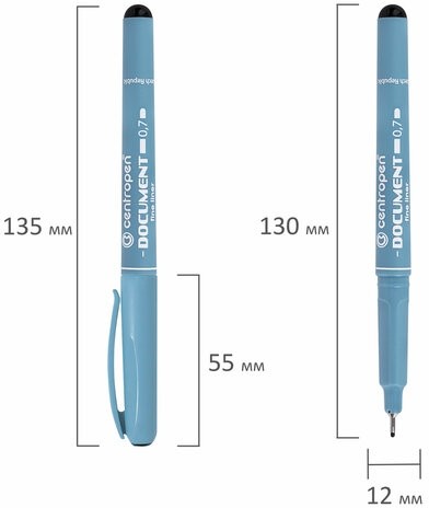Ручка капиллярная (линер) ЧЕРНАЯ CENTROPEN "Document", трехгранная, линия письма 0,7 мм, 2631/0,7, 2 2631 0104