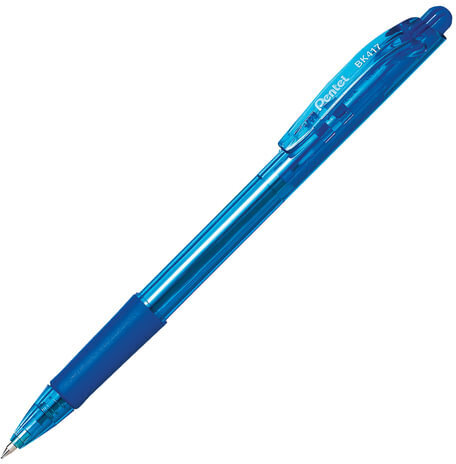 Ручка шариковая масляная автоматическая с грипом PENTEL (Япония) "Fine Line", СИНЯЯ, линия письма 0,27 мм, BK417-CN