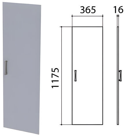 Дверь ЛДСП средняя "Монолит", 365х16х1175 мм, цвет серый, ДМ42.11