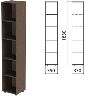 Шкаф (стеллаж) &quot;Канц&quot; 350х330х1830 мм, 4 полки, цвет венге, КК32.16
