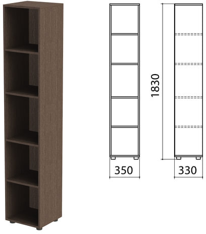 Шкаф (стеллаж) "Канц" 350х330х1830 мм, 4 полки, цвет венге, КК32.16