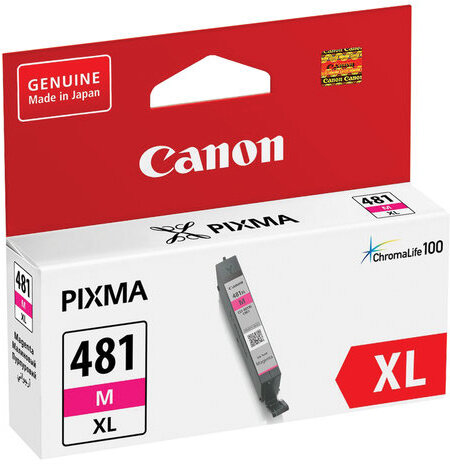 Картридж струйный CANON (CLI-481M XL) для PIXMA TS704 / TS6140, пурпурный, ресурс 474 страницы, оригинальный, 2045C001