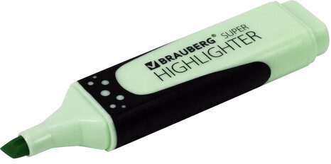 Текстовыделитель BRAUBERG "SUPER PASTEL", МЯТА, прорезиненный корпус, линия 1-5 мм, 151748