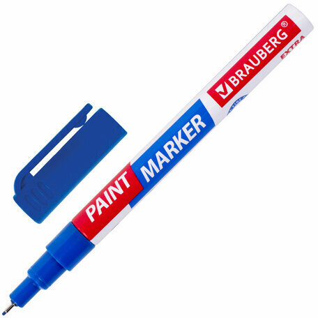 Маркер-краска лаковый EXTRA (paint marker) 1 мм, СИНИЙ, УСИЛЕННАЯ НИТРО-ОСНОВА, BRAUBERG, 151961