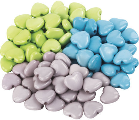 Бусины для творчества "Сердце", 10 мм, 30 грамм, серые, голубые, салатовые, ОСТРОВ СОКРОВИЩ, 661243