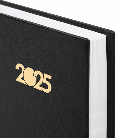 Ежедневник датированный 2025 145х215 мм, А5, STAFF, обложка бумвинил, черный, 116015