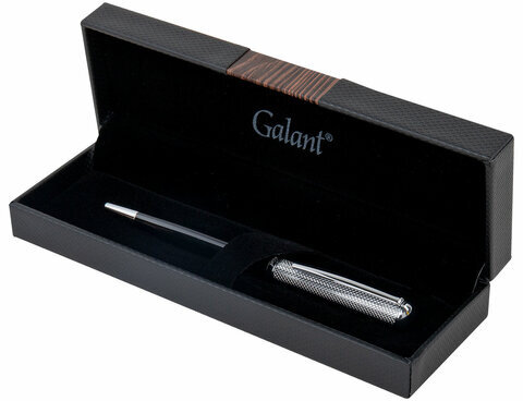 Ручка подарочная шариковая GALANT "Hector", корпус черный/серебро, детали серебро, узел 0,7 мм, линия письма 0,5 мм, синяя, 144173