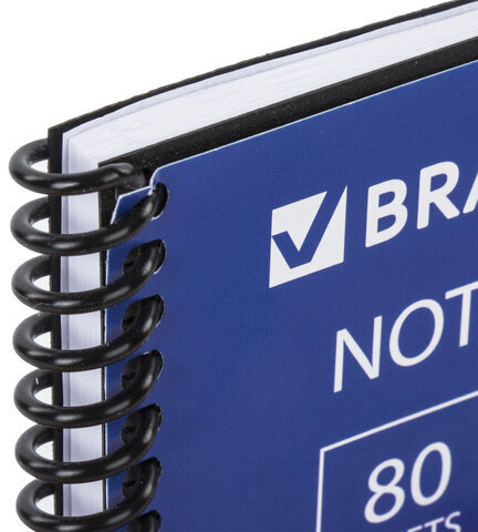 Тетрадь А5, 80 листов, BRAUBERG "Metropolis", спираль пластиковая, клетка, обложка пластик, ЧЕРНЫЙ, 403398