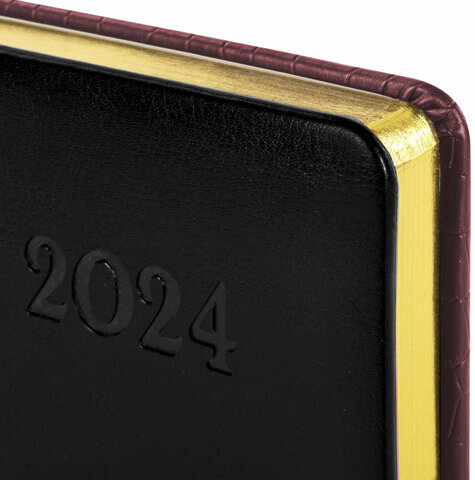 Ежедневник датированный 2024 А5 138x213 мм BRAUBERG "Cayman", под кожу, коричневый/черный, 114834