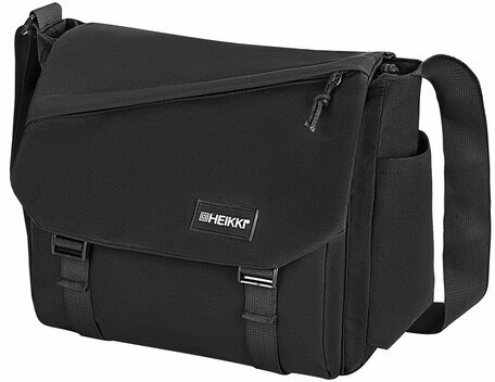 Сумка на плечо большая HEIKKI STREAM (ХЕЙКИ) два отделения, боковые карманы, А4, черная, 26х32х11 см, 272641