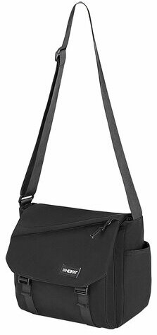 Сумка на плечо большая HEIKKI STREAM (ХЕЙКИ) два отделения, боковые карманы, А4, черная, 26х32х11 см, 272641