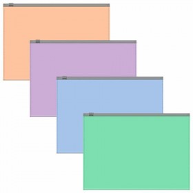 Папка-конверт на молнии ERICH KRAUSE &quot;Matt Pastel Bloom&quot; А5+ (250х180 мм), ассорти, 0,18 мм, 61170