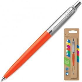Ручка шариковая PARKER "Jotter Orig Orange", корпус оранжевый, детали хром, блистер, синяя, 2076054