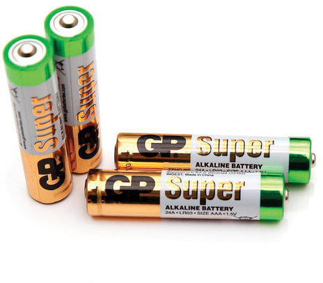 Батарейки КОМПЛЕКТ 4 шт., GP Super, AAA (LR03, 24А), алкалиновые, мизинчиковые, в пленке, 24ARS-2SB4