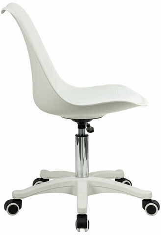 Кресло стул BRABIX "Eames MG-310 PL", пластик белый, экокожа белая, 532926