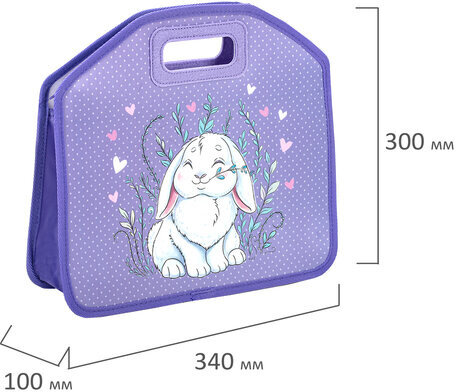 Папка-сумка ЮНЛАНДИЯ, 1 отделение, фетровые ручки, 34х30х11 см, "Little bunny", 270998