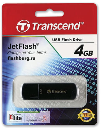 Флеш-диск 4 GB, TRANSCEND Jet Flash 350, USB 2.0, черный, TS4GJF350