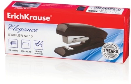 Степлер №10 ERICH KRAUSE "Elegance", до 20 листов, с антистеплером, черный, 2167