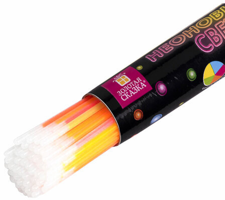 Светящиеся (неоновые) палочки-браслеты, набор 50 шт. + 2 в ПОДАРОК! в тубе, ЗОЛОТАЯ СКАЗКА, 662597