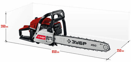 Бензопила ЗУБР ПБЦ-М49-45, 2100 Вт, 11000 об/мин, объем двигателя 49 см3, 2,9 л.с., ПБЦ-М49-45