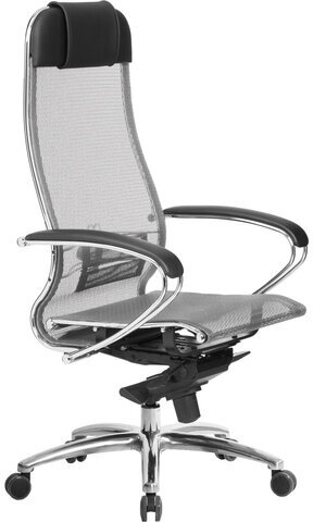 Кресло офисное МЕТТА "SAMURAI" S-1.04, сверхпрочная ткань-сетка, серое