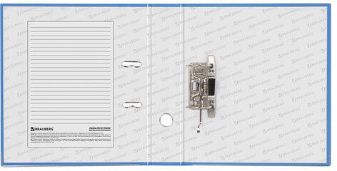 Папка-регистратор BRAUBERG с покрытием из ПВХ, 80 мм, с уголком, голубая (удвоенный срок службы), 227197