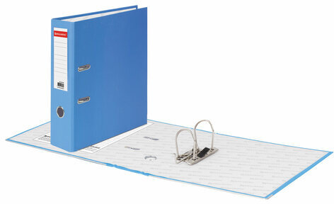 Папка-регистратор BRAUBERG с покрытием из ПВХ, 80 мм, с уголком, голубая (удвоенный срок службы), 227197