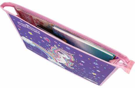 Папка для тетрадей ЮНЛАНДИЯ А4, 1 отделение, пластик, молния сверху, "Rainbow unicorn", 228146